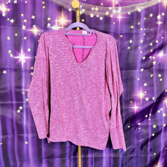 Like Love - Chic Pink V-Neck Blouse - Magenta - 1X - Picture 1 of 6